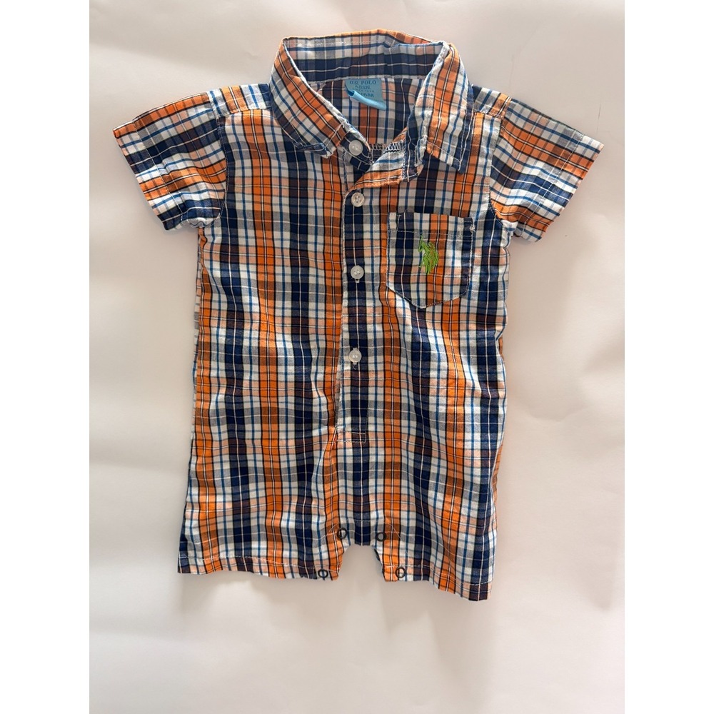 US Polo Assn. Auburn University Tigers Orange Navy Romper Football 3/6 M Boys